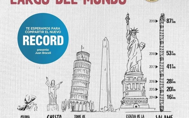 Buscan romper un récord mundial con un «salame más alto que la Estatua de la Libertad»